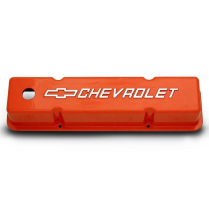 SB Chevy Tall Bowtie Aluminum Valve Covers - Gloss Orange