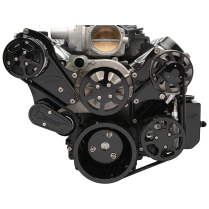 Chevy LS S-Drive 8-Rib Serp Kit with Billet Res - Black Anod