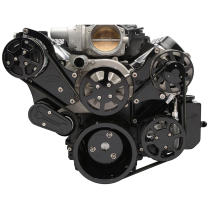 Chevy LS S-Drive 8-Rib Serp Kit w/Billet Res - Gloss Black