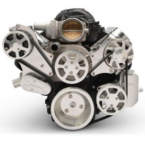Chevy LS S-Drive 8-Rib Serp Kit with Billet Res - Clear Anod