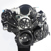 Chevy LS S-Drive 8-Rib Serp Kit w/Plastic Res - Matte Black