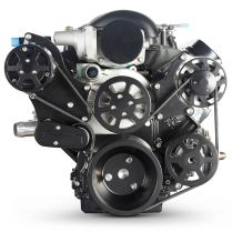 Chevy LS S-Drive 8-Rib Serp Kit for Remote Res - Matte Black