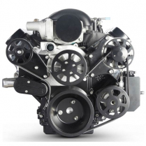 Chevy LS S-Drive 8-Rib Serp Kit w/Billet Res wo AC Matte Blk