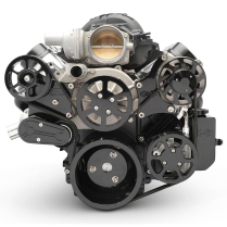 Chevy LS S-Drive Serp Kit wo AC w/Billet P/S Res- Black Anod