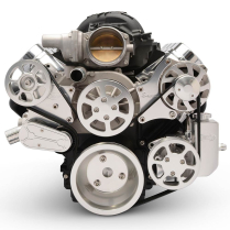 Chevy LS S-Drive Serp Kit wo AC w/Billet P/S Res - Clr Anod