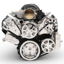 Chevy LS S-Drive Serp Kit wo AC w/Billet P/S Res - Clr Coat