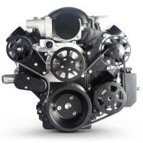 Chevy LS S-Drive Serp Kit wo AC w/Billet P/S Res- Matte Blk
