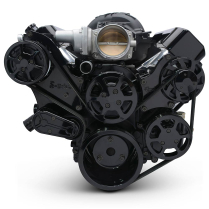 Chevy LS S-Drive Serp Kit w/Remote P/S Res - Black Anod