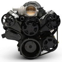 Chevy LS S-Drive Serp Kit w/Remote Res P/S - Black Anod