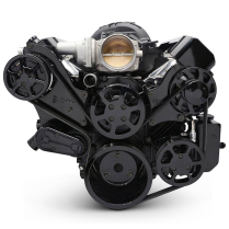 Chevy LS S-Drive Serp Kit w/Billet P/S Res - Gloss Black
