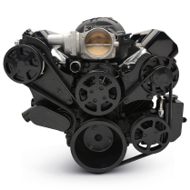 Chevy LS S-Drive Serp Kit w/Billet P/S Res - Matte Black