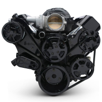 Chevy LS S-Drive Serp Kit w/Remote P/S Res - Black Anod