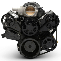 Chevy LS S-Drive Serp Kit w/Remote P/S Res - Black Anod