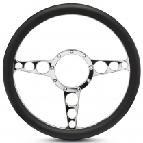Racer Style - Clear Coated 13.5" Steering Wheel w/Blk Grip