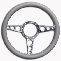 Racer Style - Polished 13-1/2" Steering Wheel with Grey Grip