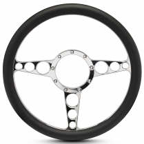 Racer Style - Polished 13-1/2" Steering Wheel w/Black Grip