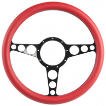 Racer Style - Gloss Black 13.5" Steering Wheel w/Red Grip