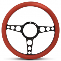 Racer Style - Matte Black 13.5" Steering Wheel w/Red Grip