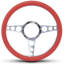 Racer Style - Polished 13-1/2" Steering Wheel with Red Grip