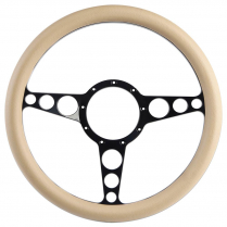 Racer Style - Gloss Black 13.5" Steering Wheel w/Tan Grip