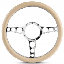 Racer Style - Polished 13-1/2" Steering Wheel with Tan Grip