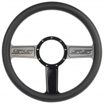 SS Logo Black 13-1/2" Steering Wheel with - Black Grip