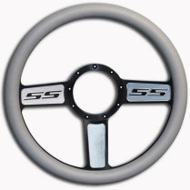 SS Logo Black & - Machined 13.5" Steering Wheel w/Grey Grip