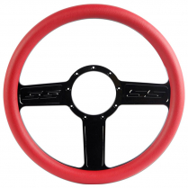 SS Logo - Gloss Black 13-1/2" Steering Wheel with Red Grip