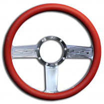 SS Logo - Polished 13-1/2" Steering Wheel with Red Grip