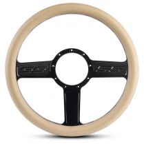 SS Logo - Gloss Black 13-1/2" Steering Wheel with Tan Grip