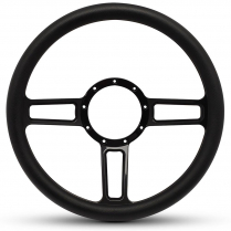 Launch Billet Black 13-1/2" Steering Wheel w/Gloss Blk Grip