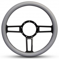 Launch Billet - Gloss Black 13.5" Steering Wheel w/Grey Grip