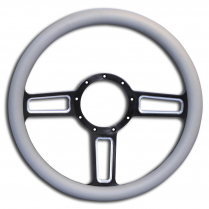 Launch Billet Black/Satin 13-1/2" Steering Wheel w/Grey Grip