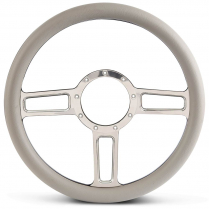 Launch Billet - Polished 13.5" Steering Wheel with Grey Grip