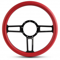 Launch Billet - Gloss Blk 13-1/2" Steering Wheel w/Red Grip