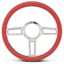 Launch Billet - Polished 13.5" Steering Wheel with Red Grip