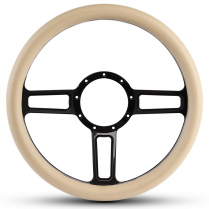 Launch Billet - Gloss Blk 13-1/2" Steering Wheel w/Tan Grip