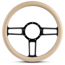 Launch Billet Black/Satin 13-1/2" Steering Wheel w/Tan Grip