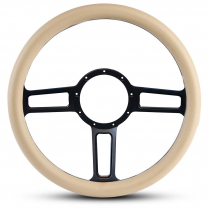 Launch Billet - Matte Blk 13-1/2" Steering Wheel w/Tan Grip