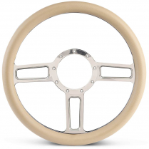 Launch Billet - Polished 13.5" Steering Wheel with Tan Grip