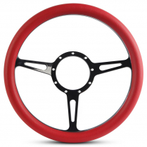 Classic Billet - Gloss Black 13.5" Steering Wheel w/Red Grip