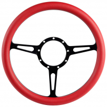 Classic Billet - Matte Black 13.5" Steering Wheel w/Red Grip