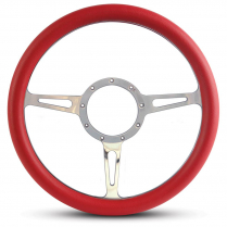 Classic Billet - Polished 13.5" Steering Wheel with Red Grip