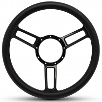 Symmetrical Slot Black 13.5" Steering Wheel w/Gloss Blk Grip