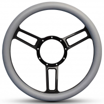 Symmetrical Slot Black 13.5" Steering Wheel with Grey Grip