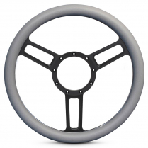 Symmetrical Slot Matte Blk 13.5" Steering Wheel w/Grey Grip