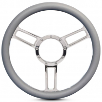 Symmetrical Slot - Polished 13.5" Steering Wheel w/Grey Grip