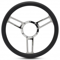 Symmetrical Slot Polished 13.5" Steering Wheel w/Black Grip