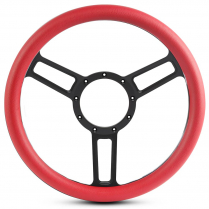 Symmetrical Slot Matte Black 13.5" Steering Wheel w/Red Grip