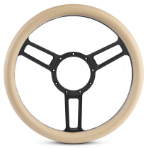 Symmetrical Slot Matte Black 13.5" Steering Wheel w/Tan Grip